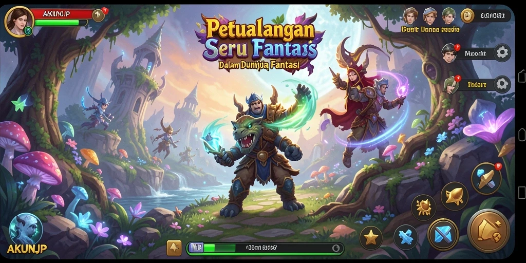 Tampilan gameplay petualangan AKUNJP yang menakjubkan.