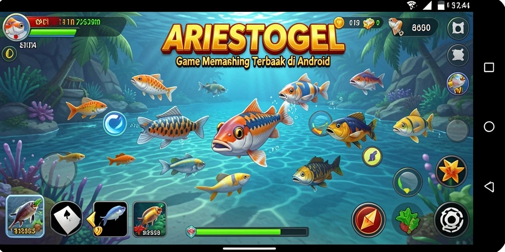 Tangkapan besar di ARIESTOGEL, merepresentasikan pengalaman memancing.
