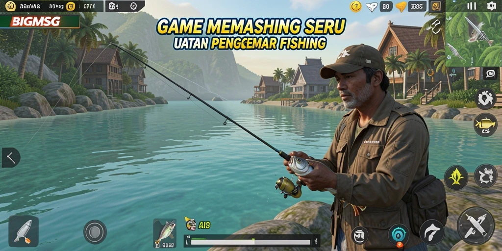 Screenshot gameplay BIGMSG menampilkan pengalaman memancing yang imersif.