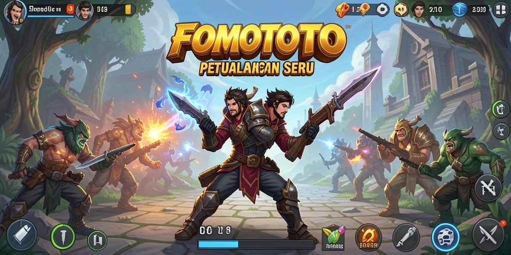 Gameplay seru FOMOTOTO dengan aksi pertarungan intens.