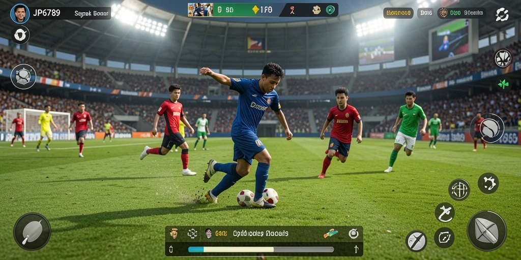 Tampilan gameplay menarik dalam JP6789 dengan aksi sepak bola seru.