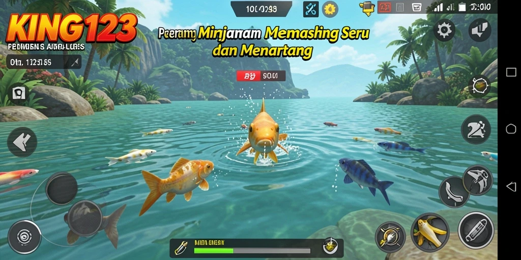 Screenshot permainan KING123 menunjukkan aksi memancing yang mendebarkan.
