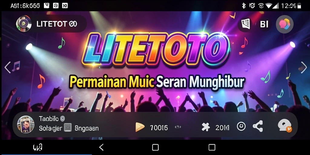 Tangkapan layar LITETOTO menunjukkan gameplay musik yang penuh warna dan dinamis.