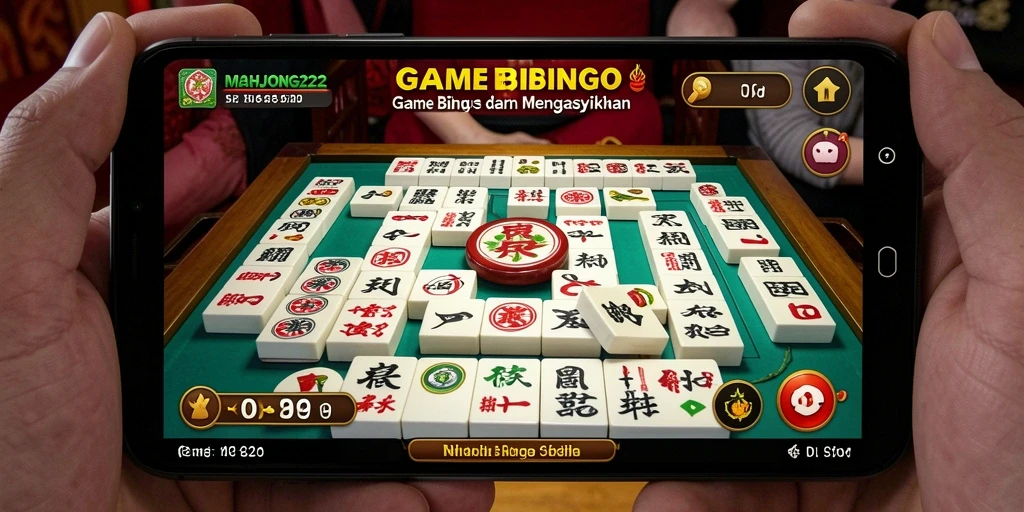 Tampilan gameplay seru di MAHJONG222 yang penuh warna.