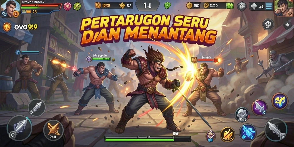 Tampilan aksi seru dalam gameplay OVO99 yang intens.