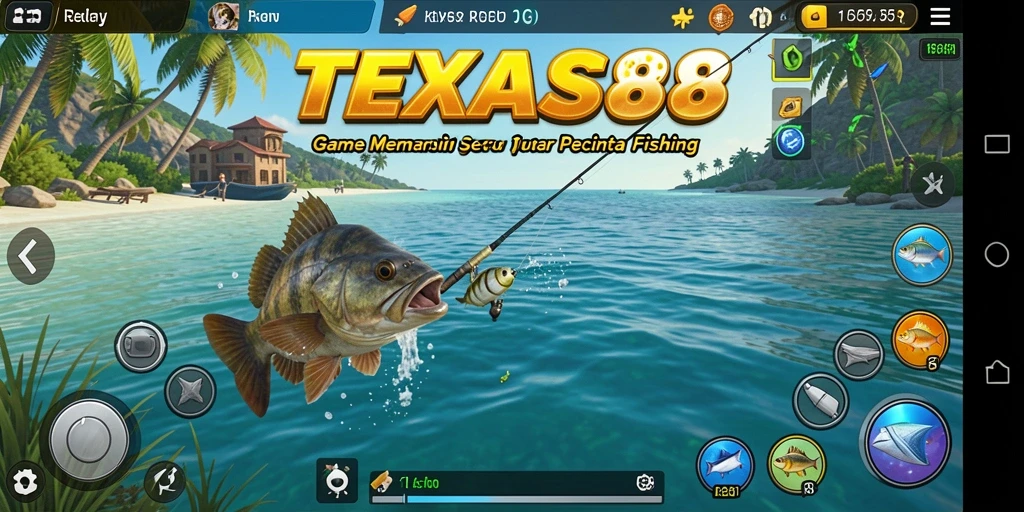 Screenshot gameplay TEXAS88 menampilkan aksi memancing yang seru.