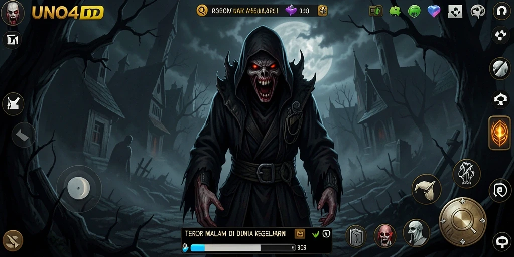 Tampilan gameplay UNO4D yang menakutkan dan penuh ketegangan.
