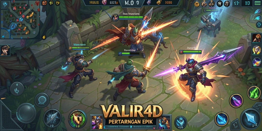 Tampilan gameplay VALIR4D yang menegangkan dengan pertarungan tim intens.